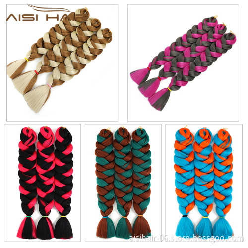 Aisi Hair Mixed Color Top Quality 82 Inch Braid Hair Low Temperature Flame Retardant Fiber Braiding Hair Extension For Women